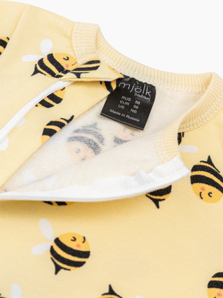 Утеплённый комбинезон с закрытой ножкой Mjölk Sleep and Play Пчёлки
