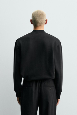 ZARA ТОЛСТОВКА С ВОРОТНИКОМ НА МОЛНИИ, ЧЕРНЫЙ