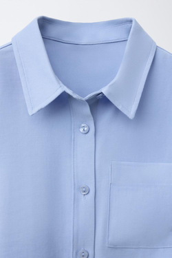 ZARA РУБАШКА СТРУЯЩЕГОСЯ КРОЯ С БАНТАМИ, СИНИЙ