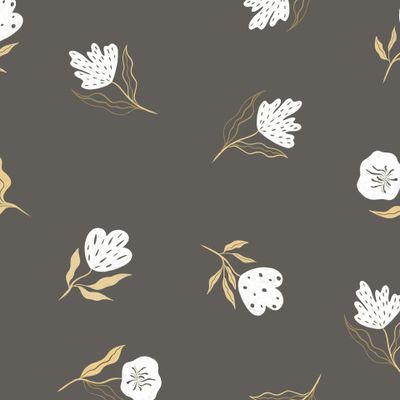 Белые цветы на черном фоне