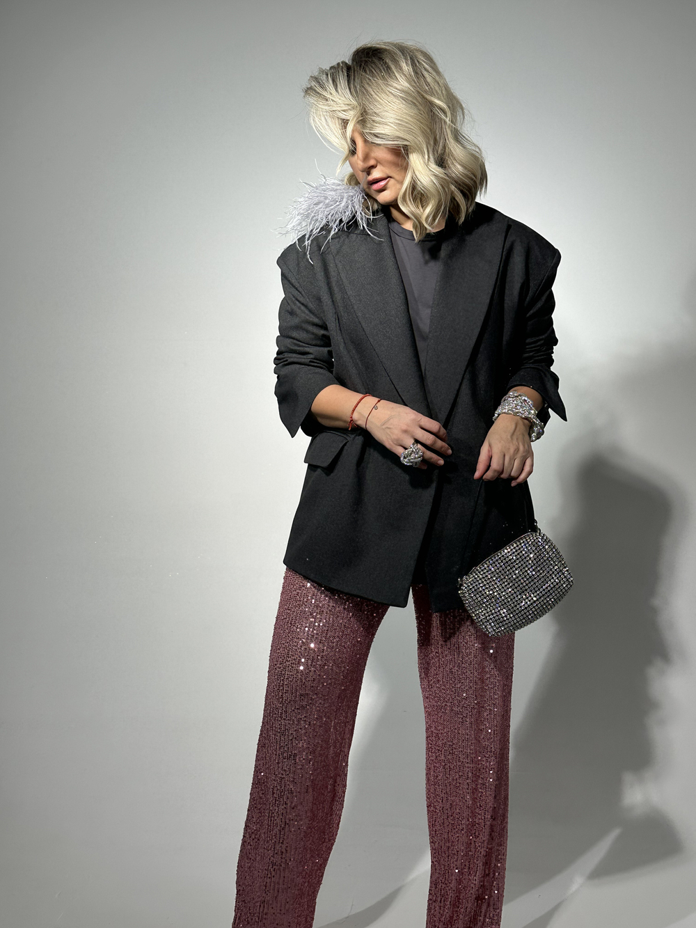 Брюки с пайетками розовые