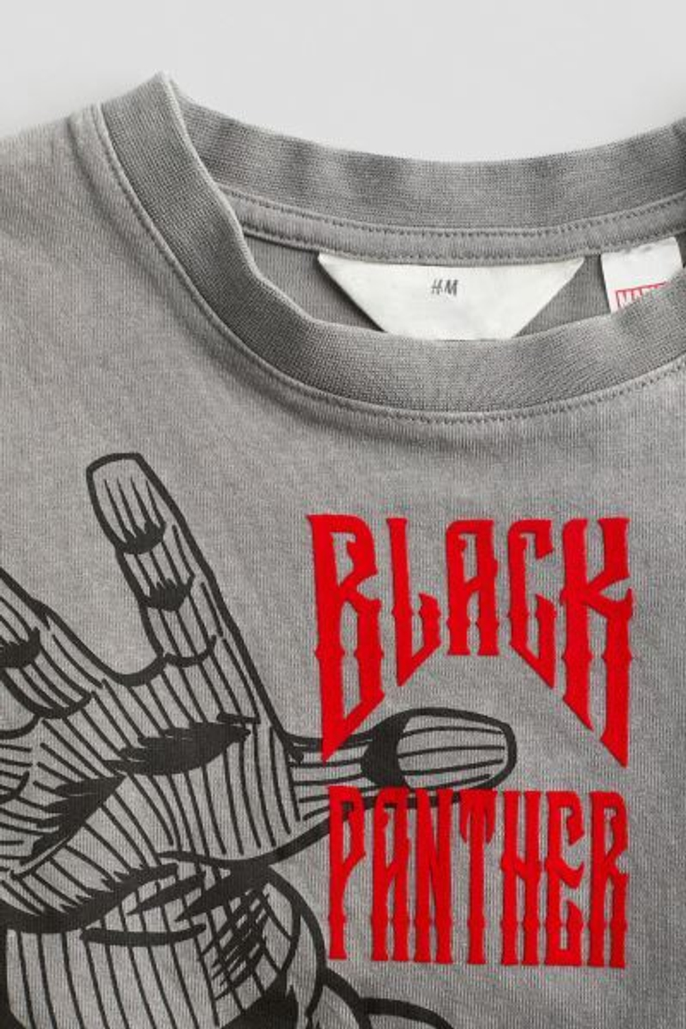 H&M Футболка свободного кроя с принтом, серый