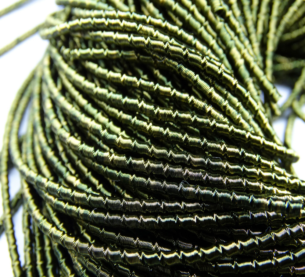 ТБ014НН2 Трунцал (канитель) фигурный "бамбук", цвет: оливковый, размер: 2 мм, 5 гр.