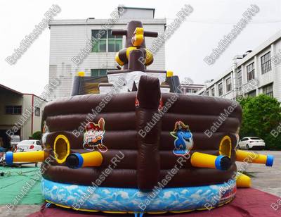 Большой надувной батут-горка "Фрегат" 11*5*5 м