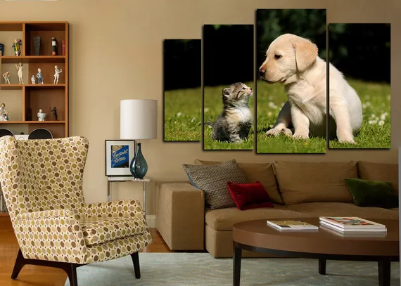 Модульная картина "Кошка и собака"