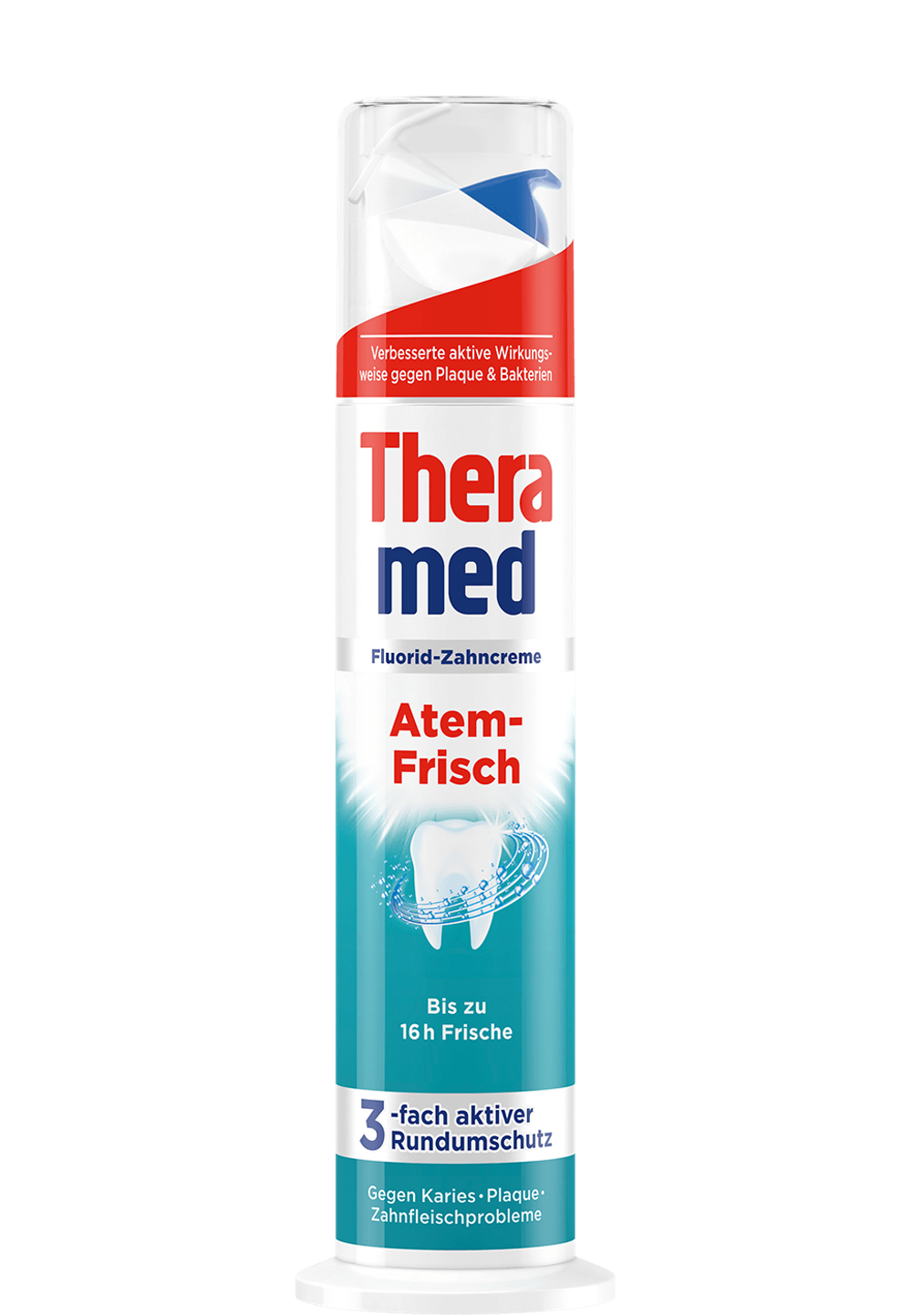 Зубная паста Theramed Atem-Frisch, устраняет неприятный запах из рта, с дозатором, 100 мл