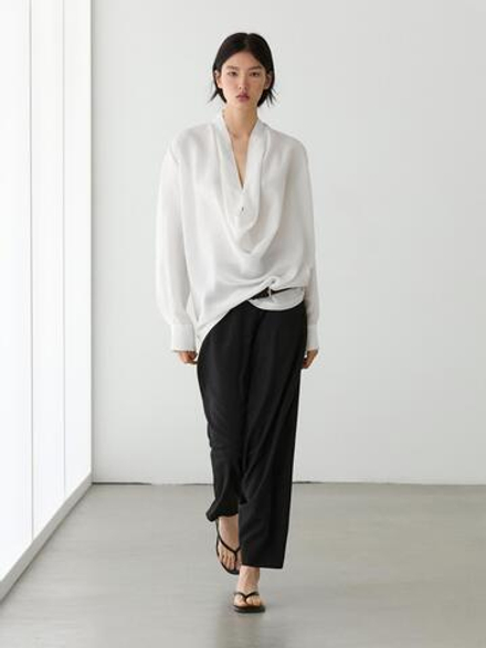 Massimo Dutti Струящиеся брюки, черный