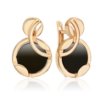 Серьги с английским замком из красного золота с ониксом