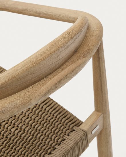 Комплект садовой мебели стол Sori и 4 стула Nina из акации и бежевой веревки