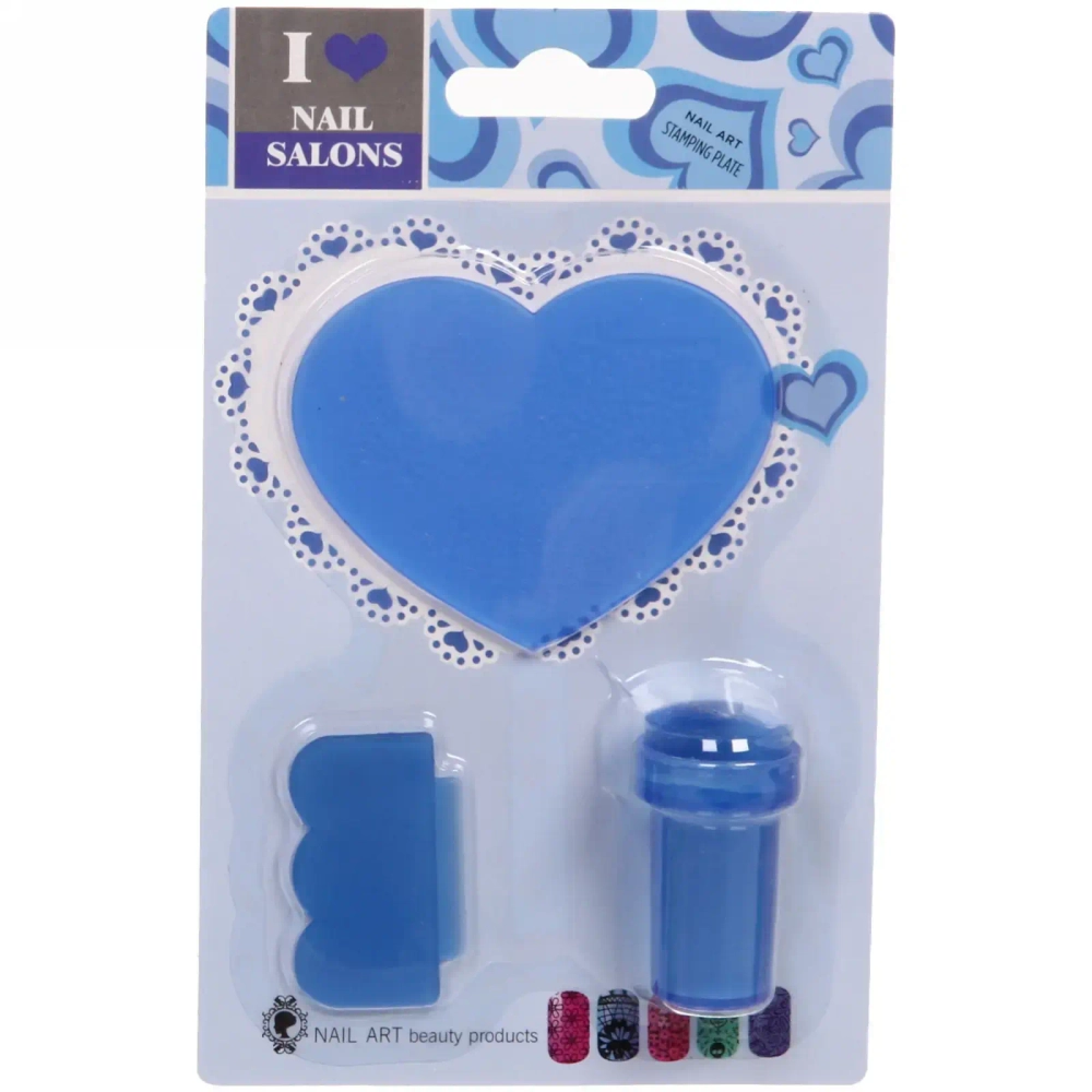 Набор для дизайна ногтей - стемпинг «VivA Manicur», пластина сердце, микс 4 цвета, 17*11см