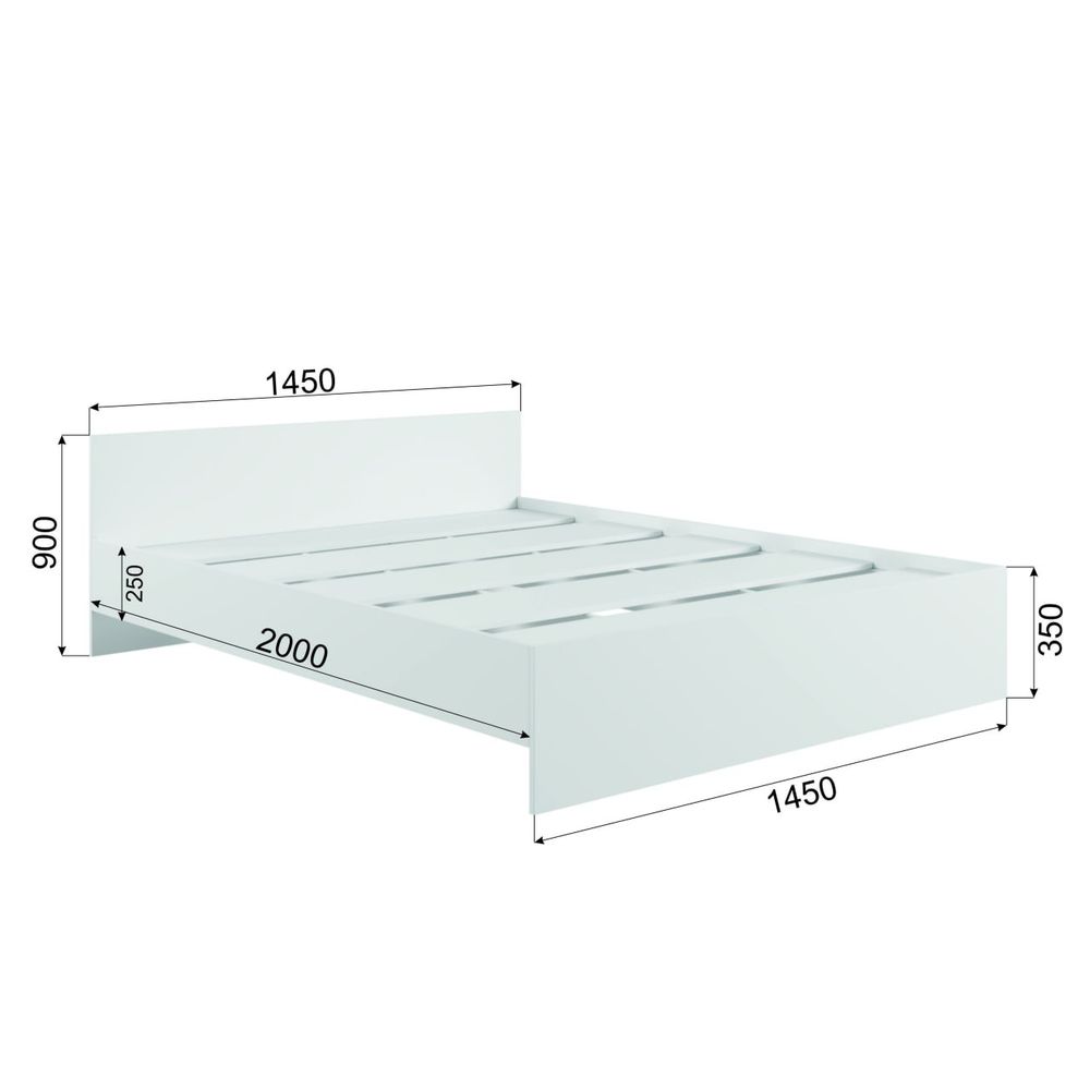 МС Мадера Кровать без ящ. М1400 с дсп 1400*2000 б/матр. (лдсп графит новый)