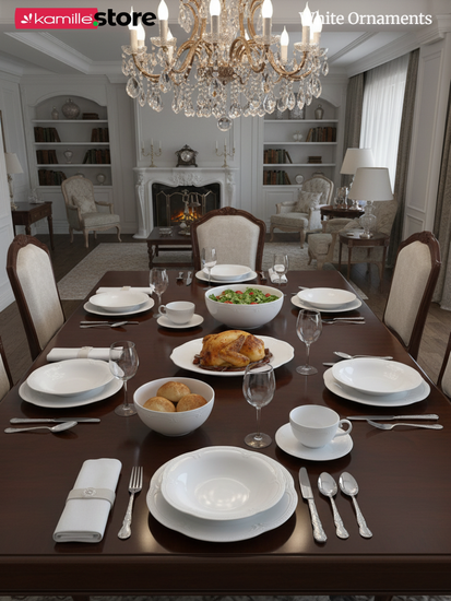 Блюдо прямоугольное 35,5х18 см. фарфоровое, "White Ornaments"