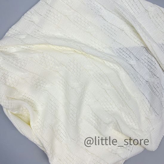 Плед вязаный Молочный, хлопковый; 90х100