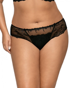 Трусы-бразилиана из кружевного полотна и сетки с вышивкой (Размер: S) (Цвет: белый)