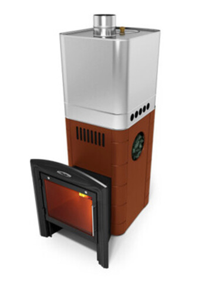 Печь банная Бирюса 2013 Carbon Витра ЗК терракота