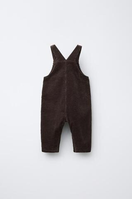 ZARA ДЛИННЫЙ ВЕЛЬВЕТОВЫЙ КОМБИНЕЗОН, ТЕМНО-КОРИЧНЕВЫЙ