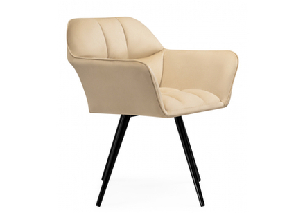 Стул на металлокаркасе Woodville Ямес крутящееся бежевый, черный глянец