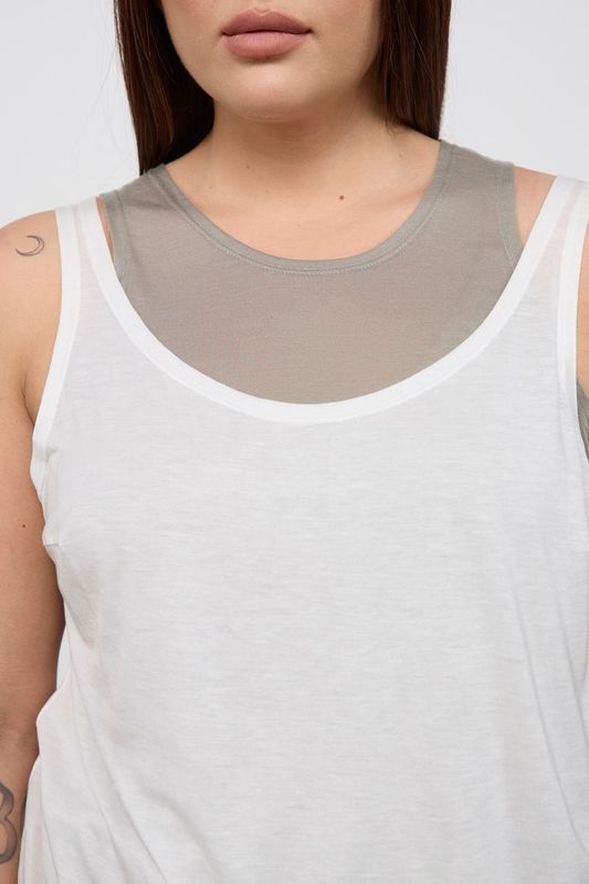 Майка двухслойная, серо-белый