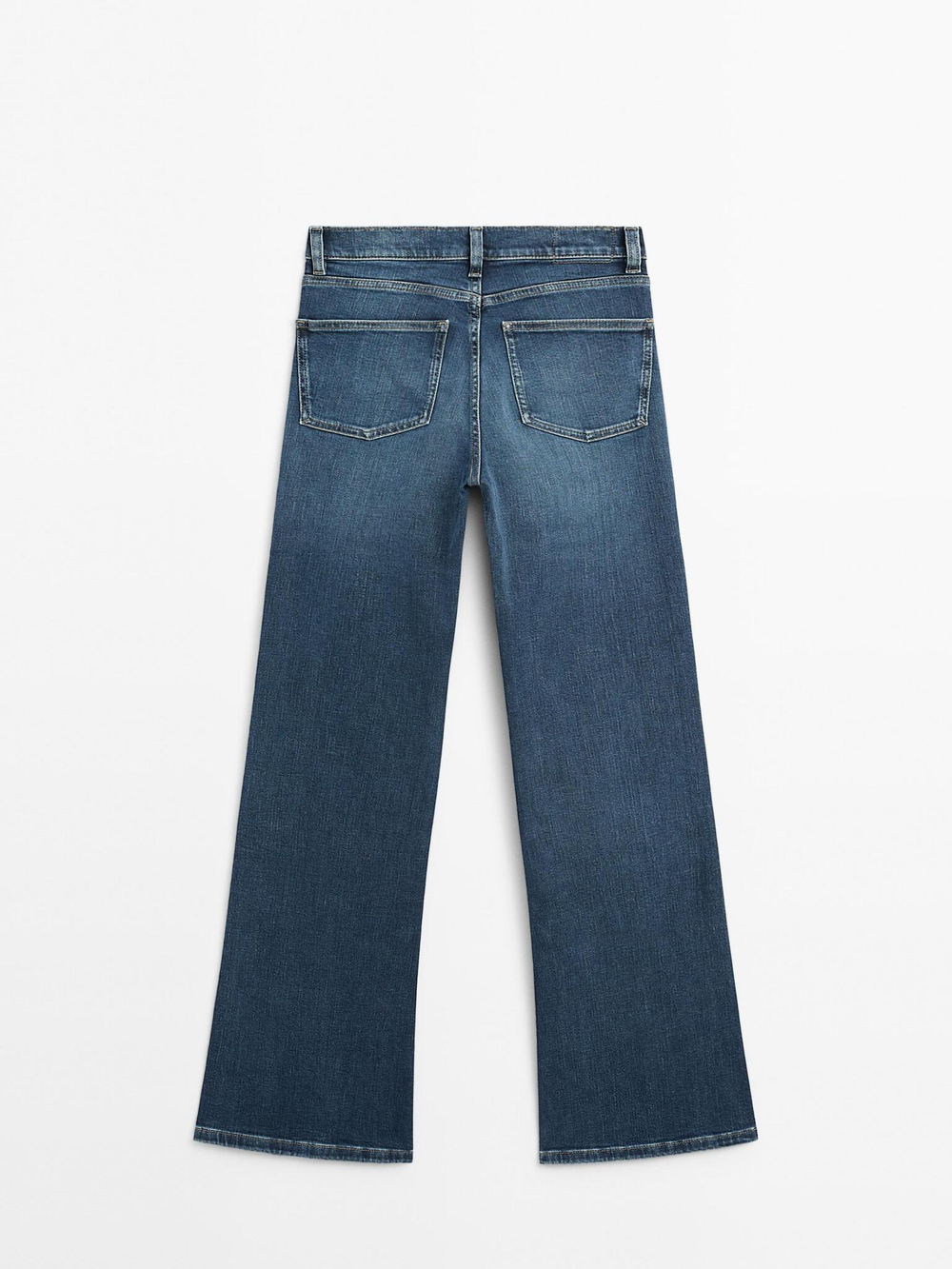 Massimo Dutti Расклешенные джинсы скинни с высокой посадкой, средне-синий