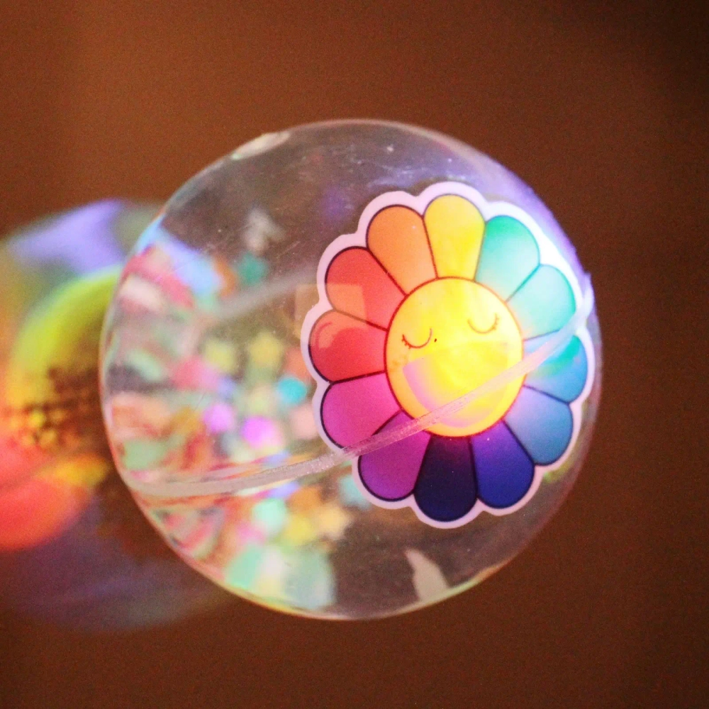 Мяч 6,5 см «Радужный цветочек» (попрыгун с водой и подсветкой) СТИКЕР НА ВЛОЖЕНИЕ