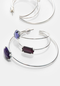 STRADIVARIUS Длинные серьги-кольца со стразами, серый