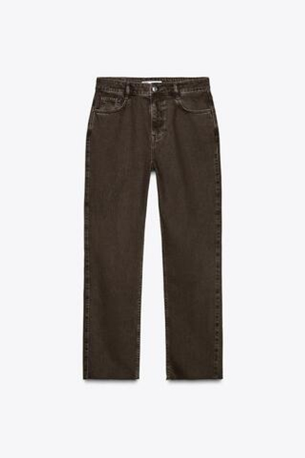 ZARA ДЖИНСЫ Z1975 STRAIGHT LEG HIGH WAIST, КОРИЧНЕВЫЙ