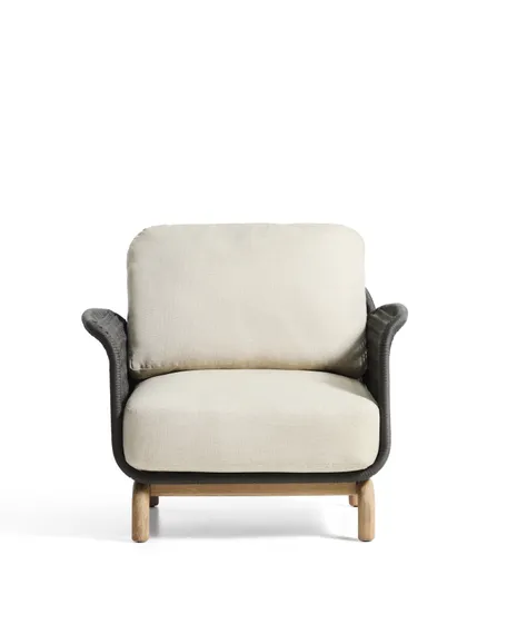 Уличное кресло Alipa из акации и веревки темно-серого цвета