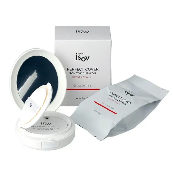 Кушон Perfect Cover Tok Tok Cushion 21 c SPF 50 +, Sorex Isov, 15гр + запасной блок