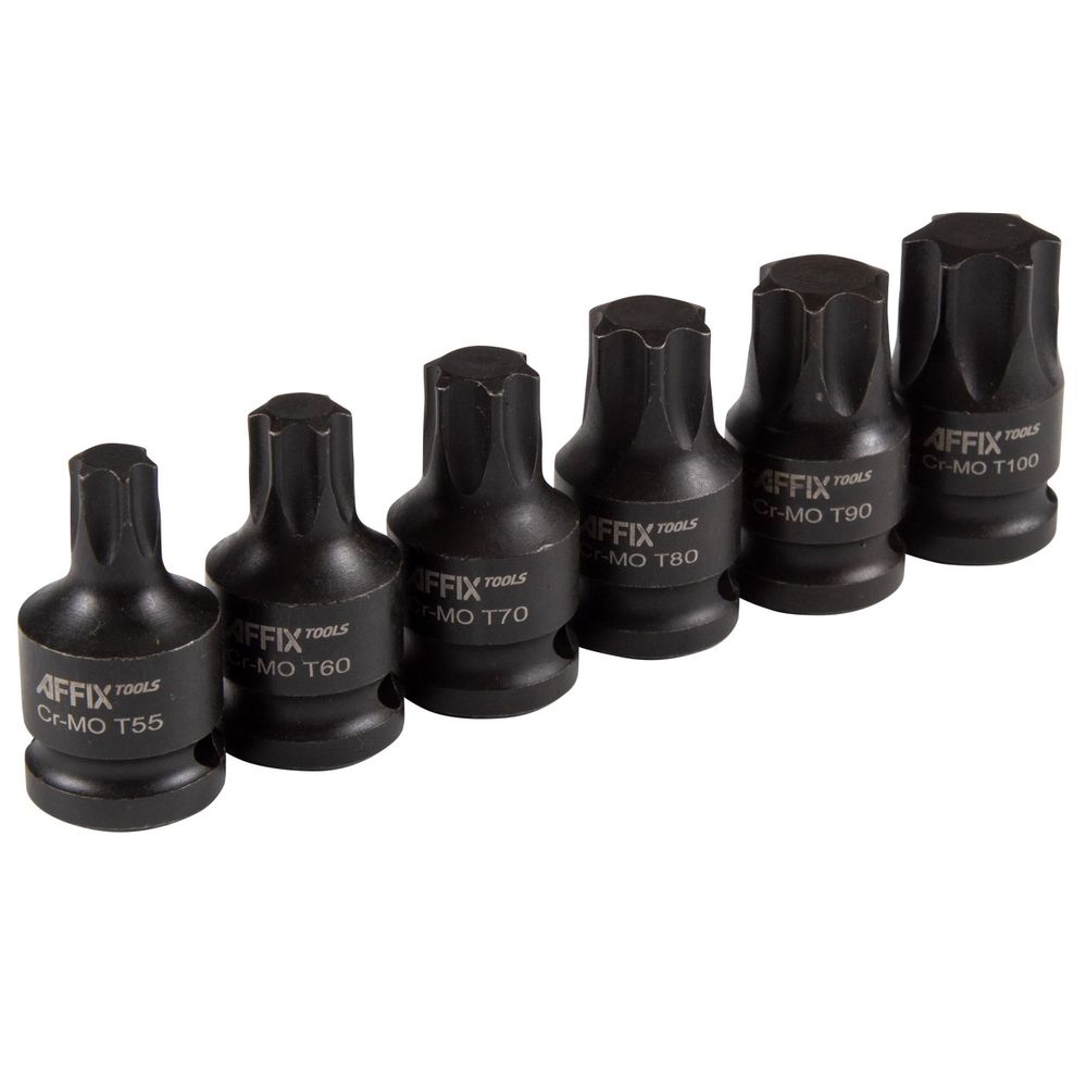 AFFIX (AF00742006C) Набор ударных торцевых насадок 1/2", TORX, Т55-Т100 мм, L = 44 мм, 6 предметов