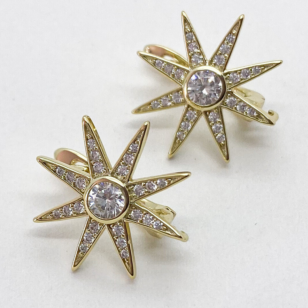 Ювелирные швензы с позолотой, 19*19 мм, цена за пару