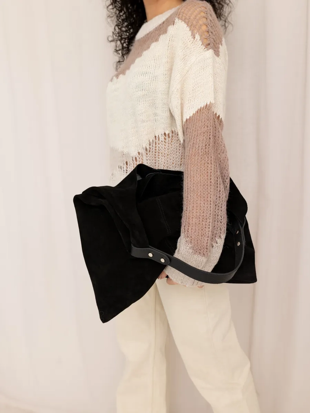 сумка через плечо шоппер натуральная замша