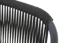 "Ането" стул плетеный из роупа, каркас алюминий темно-серый (RAL7024) муар, роуп темно-серый круглый, ткань темно-серая 027