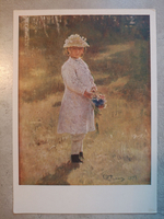 Открытка 1962 года. И.Е. Репин "Девочка с букетом"