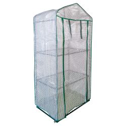 UGH-R10 H125 GREEN-WHITE Парник-стеллаж для рассады. 3 полки. 60x40x125см. Металлическая труба в ПВХ. цвет зеленый. Тент из армированного полиэтилена 135г-м2. цвет сетки белый. TM ФитоЛето