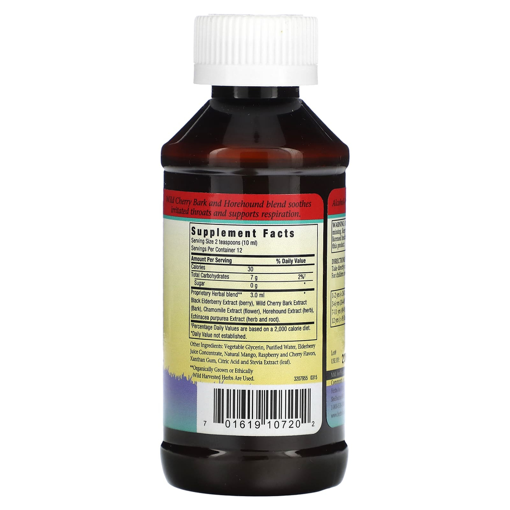 Herbs for Kids, Сироп из бузины, вишня и ягоды, без сахара, 118 мл (4 жидк. унц.)