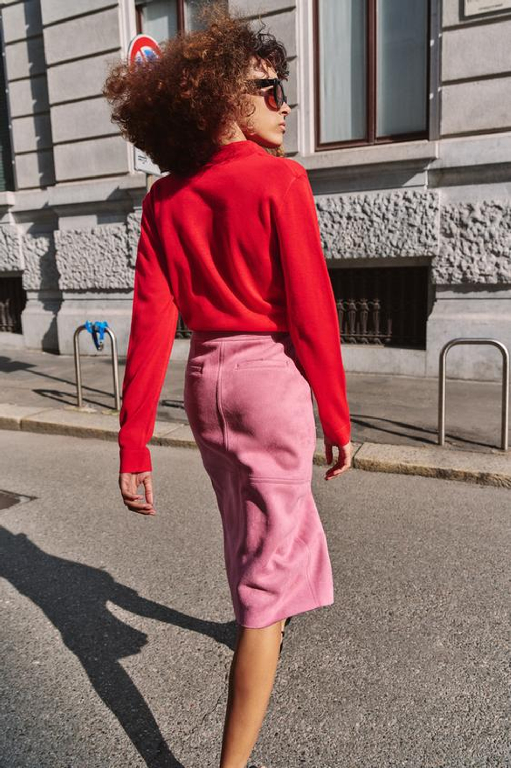 ZARA ЮБКА МИДИ ИЗ ИСКУССТВЕННОЙ ЗАМШИ, СИРЕНЕВЫЙ