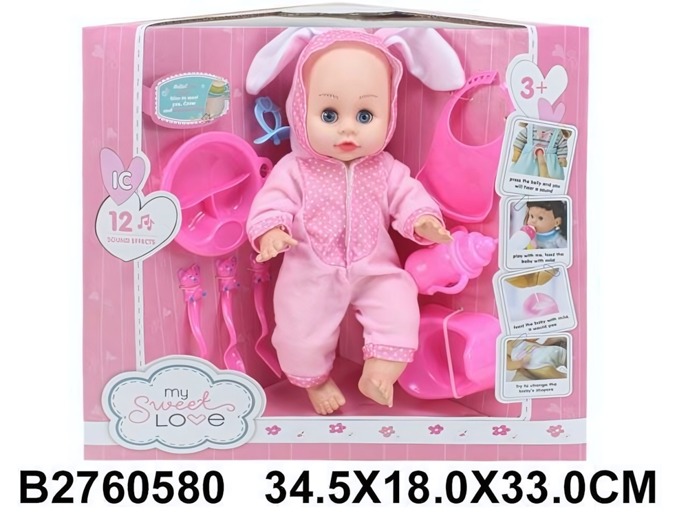 Пупс функциональный с аксесс., коробка ZL9920-A