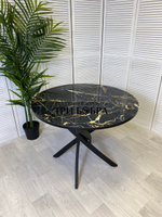 Стол круглый стеклянный "Чёрный мрамор"