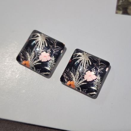 Принт, 12мм, квадрат, стеклянный кабошон