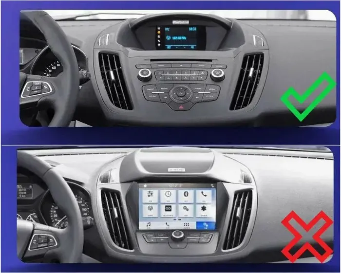 Магнитола для Ford Kuga 2 2012-2019 (без SYNC, рамка с кнопками тип 1) - FarCar S500-TS20 монитор 9.5" 2K QLED на Android 14, Быстрейшая, CarPlay, 4G SIM-слот