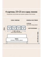 Набор из 4х картин для гостиной, кухни, 23*23 см