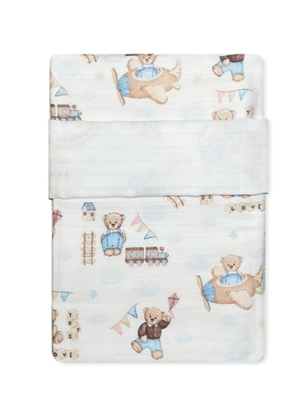 Плед (чехол на одеяло) муслиновый 4-х слойный Маленькие мишки 110*140 RinaAmari