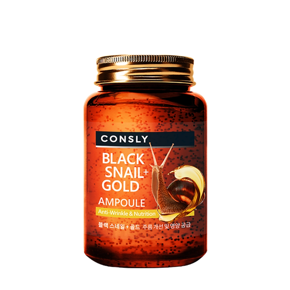Consly Сыворотка ампульная с муцином черной улитки и золотом - Black snail & gold all-in-one, 250мл