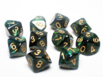 Chessex 10-D10 set Scarab Jade / Gold