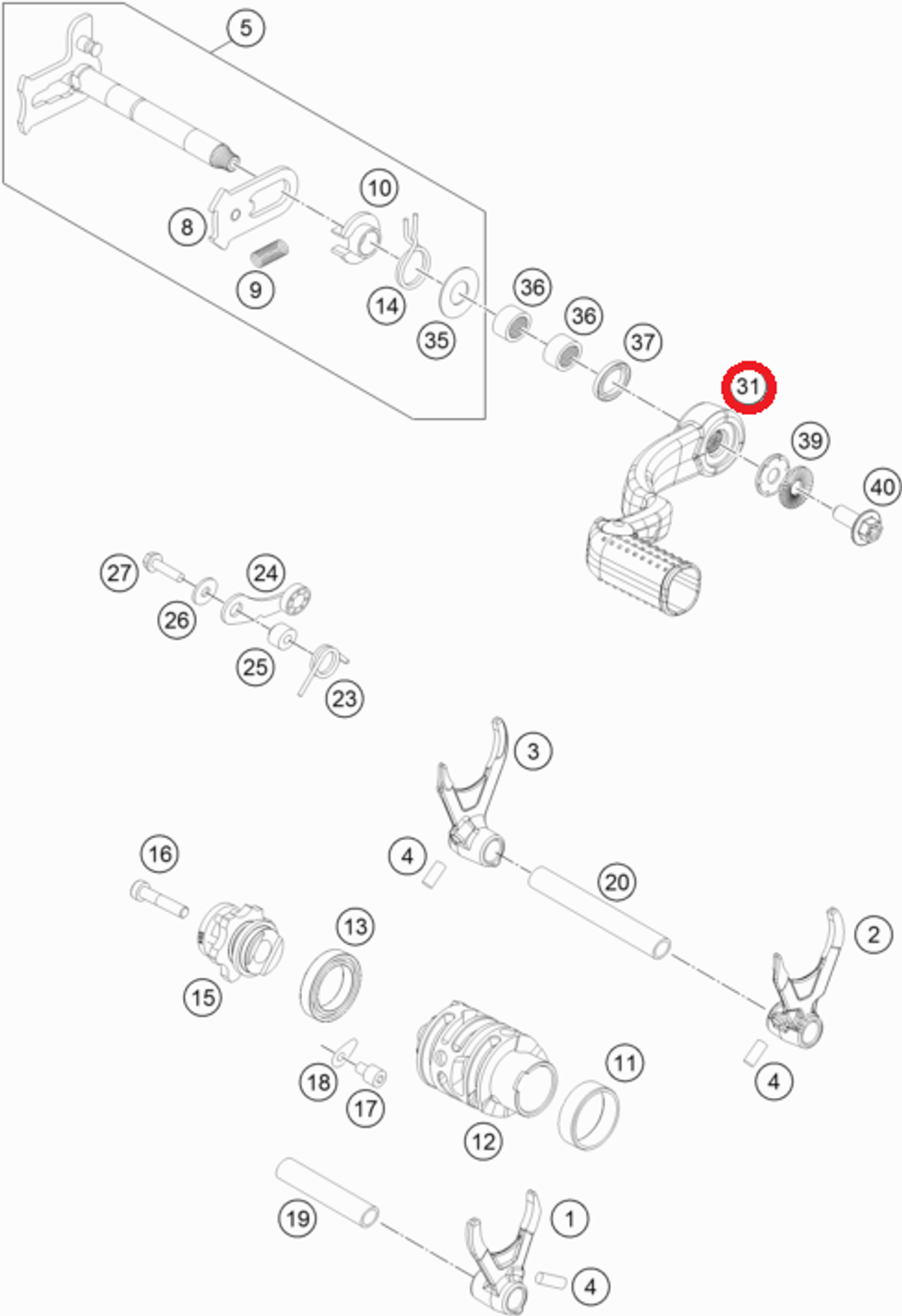Рычаг переключения передач KTM, HQV, GASGAS 250/300 2T 2017-22