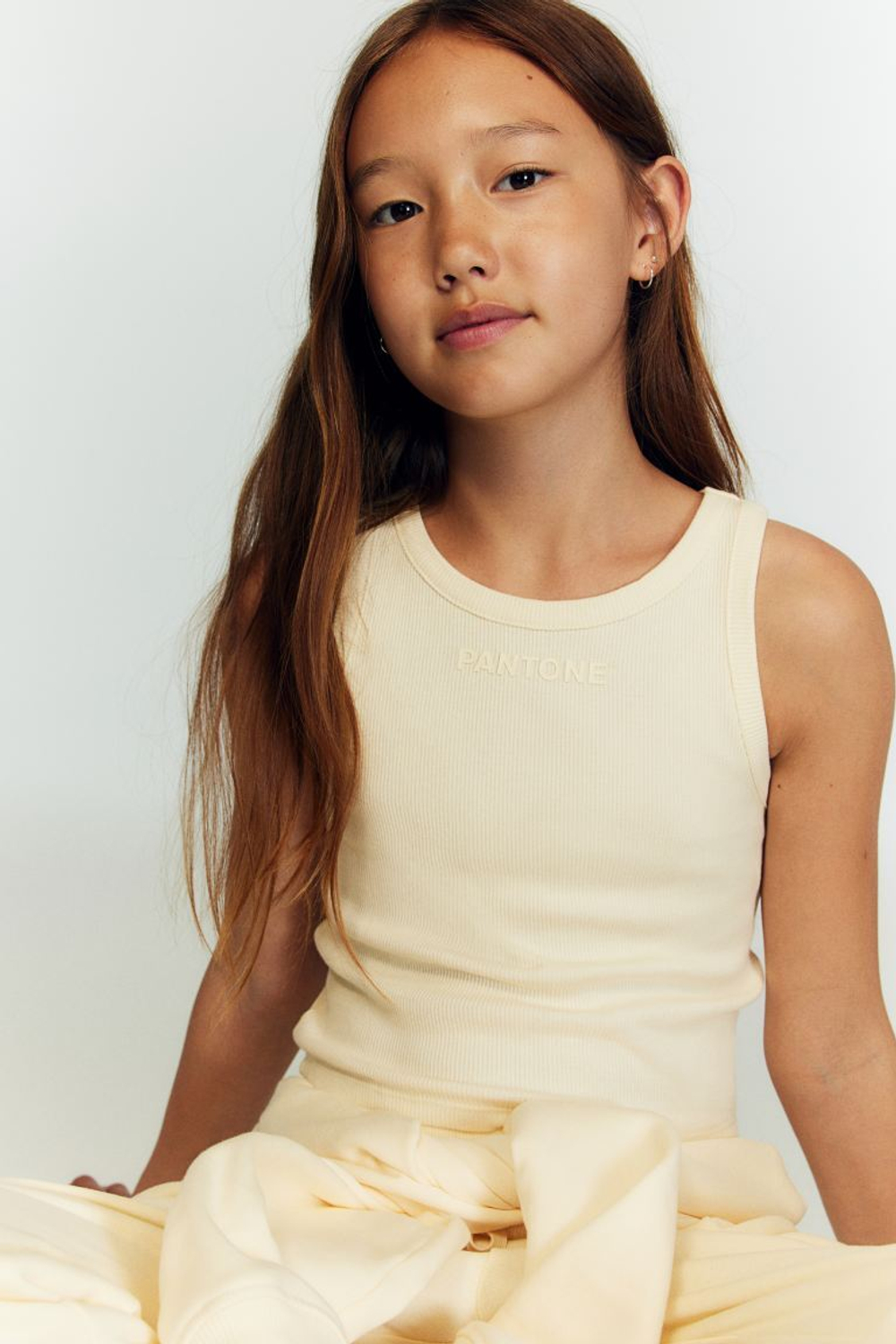 H&M Топ без рукавов с рельефным принтом, желтый