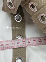 Тесьма с люверсами бежевая серебро