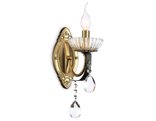 Настенный светильник с хрусталем TR4954 BK/GD/CL черный/золото/прозрачный E14 max 40W 410*120*210