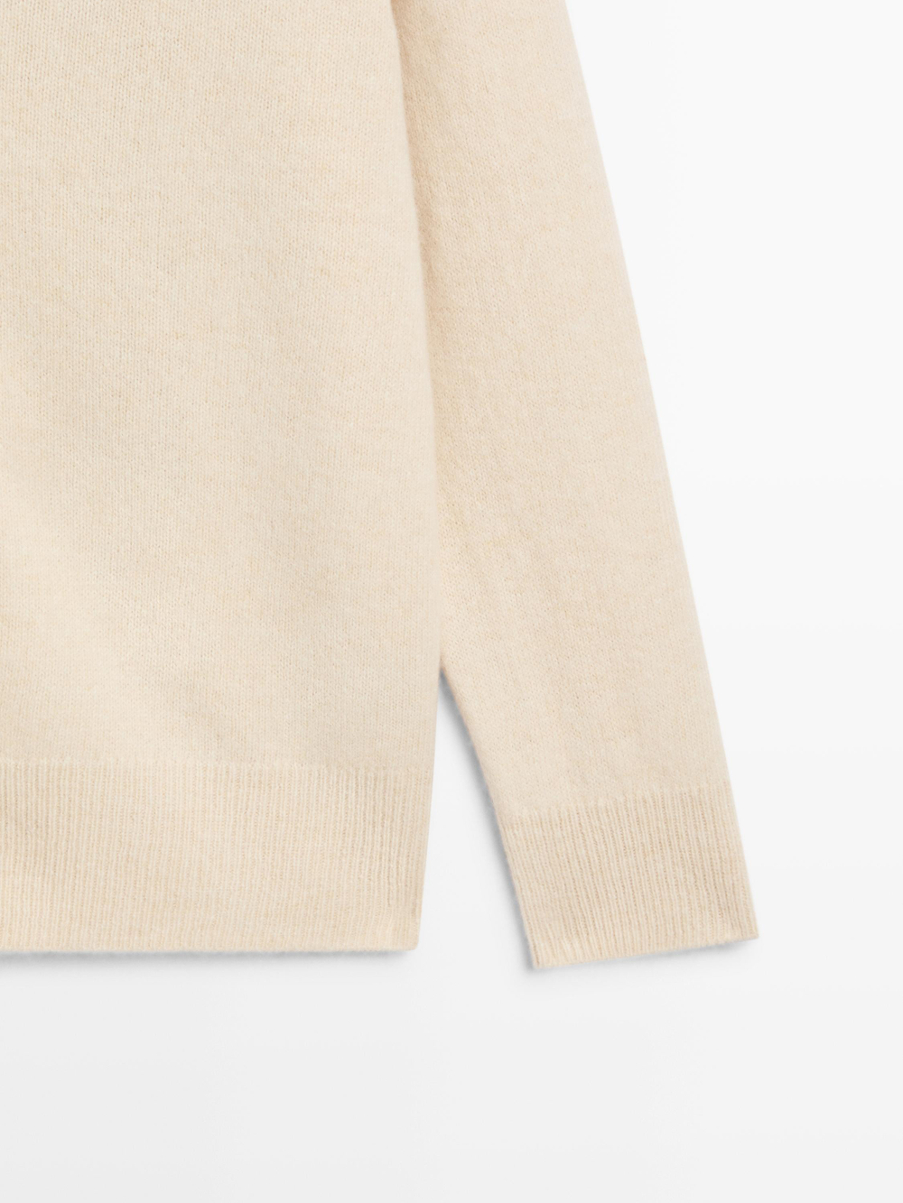 Massimo Dutti Кардиган с V-образным вырезом из шерсти и альпаки, ванильный