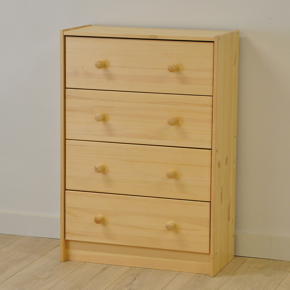 Комод деревянный Раст 4 ящика для хранения вещей и игрушек с органайзерами, из массива сосны в лаке